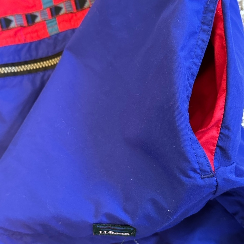Vintage L.L. Bean Kid’s XL Red/Blue Tribal Design Zip Pullover Gorpcore Jacket - Picture 13 of 14
